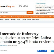 El mercado de fusiones y adquisiciones en Amrica Latina aumenta un 3.74% hasta noviembre